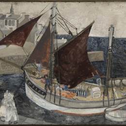 《船在港口，布列塔尼》克里斯托弗·伍德(Christopher Wood)高清作品欣赏