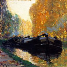 《运河船》克拉伦斯·加格诺(Clarence Gagnon)高清作品欣赏