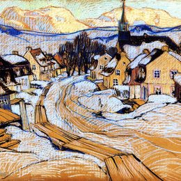 《劳伦坦村》克拉伦斯·加格诺(Clarence Gagnon)高清作品欣赏