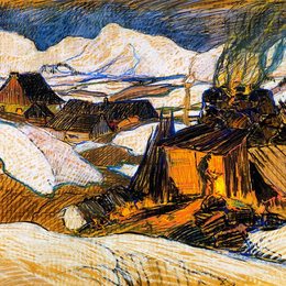《石灰窑，白鹅-圣-保罗》克拉伦斯·加格诺(Clarence Gagnon)高清作品欣赏
