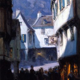 《圣米歇尔山，蒙明特街》克拉伦斯·加格诺(Clarence Gagnon)高清作品欣赏
