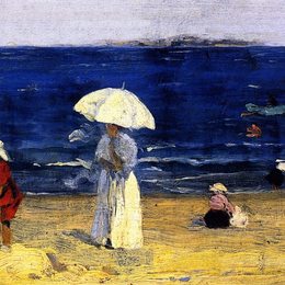 《迪纳尔的海滩》克拉伦斯·加格诺(Clarence Gagnon)高清作品欣赏