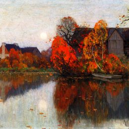 《十月的池塘》克拉伦斯·加格诺(Clarence Gagnon)高清作品欣赏