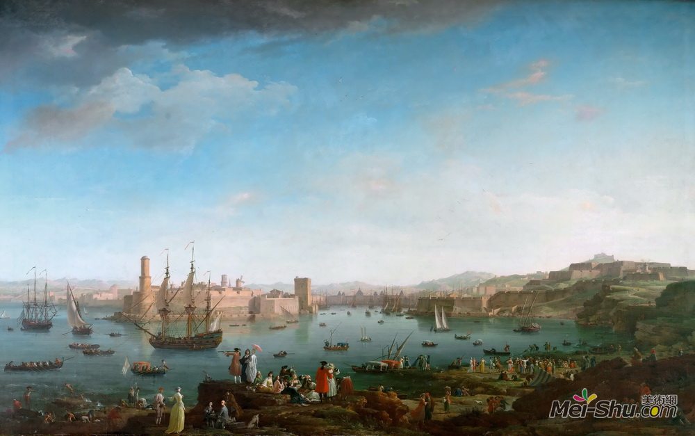 马赛的港口入口克洛德约瑟夫韦尔内claudejosephvernet高清作品欣赏