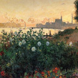 克劳德·莫奈(Claude Monet)高清作品:Argenteuil, Flowers by the Riverbank