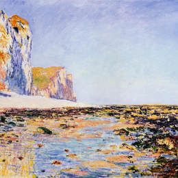 克劳德·莫奈(Claude Monet)高清作品:Beach and Cliffs at Pourville, Morning Effect