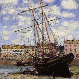 克劳德·莫奈(Claude Monet)高清作品:Boat at Low Tide at Fecamp