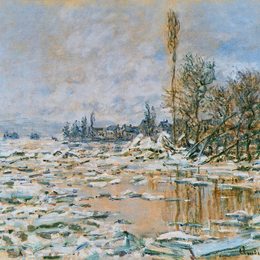 克劳德·莫奈(Claude Monet)高清作品:Breakup of Ice, Lavacourt, Grey Weather