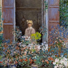 克劳德·莫奈(Claude Monet)高清作品:Camille Monet at the Window, Argentuile