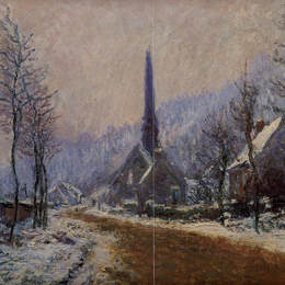 克劳德·莫奈(Claude Monet)高清作品:Church at Jeufosse, Snowy Weather