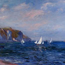 克劳德·莫奈(Claude Monet)高清作品:Cliffs and Sailboats at Pourville