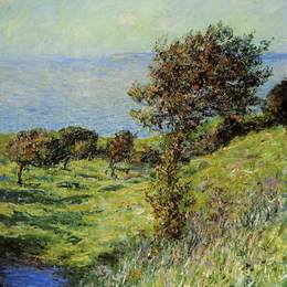 克劳德·莫奈(Claude Monet)高清作品:Cliffs of Varengeville, Gust of Wind