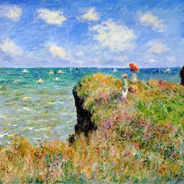 克劳德·莫奈(Claude Monet)高清作品:Clifftop Walk at Pourville