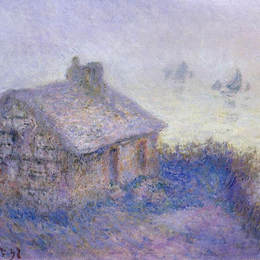 克劳德·莫奈(Claude Monet)高清作品:Customs House at Varengeville in the Fog