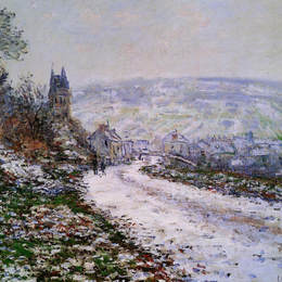 克劳德·莫奈(Claude Monet)高清作品:Entering the Village of Vetheuil in Winter