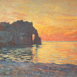 克劳德·莫奈(Claude Monet)高清作品:Etretat, Cliff of d`Aval, Sunset