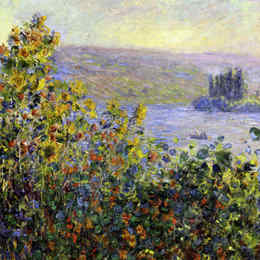 克劳德·莫奈(Claude Monet)高清作品:Flowers Beds at Vetheuil