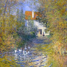《小溪中的鹅》克劳德·莫奈(Claude Monet)高清作品欣赏