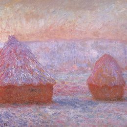 《吉维尼的粮仓，晨间效应》克劳德·莫奈(Claude Monet)高清作品欣赏