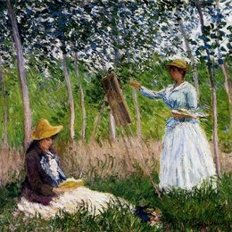 克劳德·莫奈(Claude Monet)高清作品:In The Woods At Giverny Blanche Hoschede