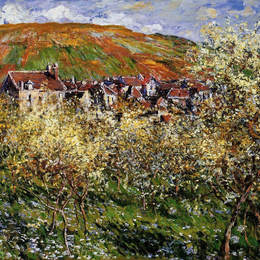 克劳德·莫奈(Claude Monet)高清作品:Plum Trees in Blossom at Vetheuil