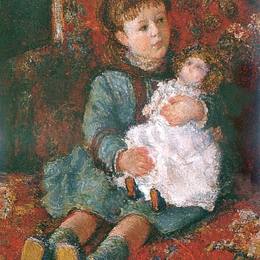 克劳德·莫奈(Claude Monet)高清作品:Portrait of Germaine Hoschede with a Doll