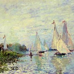 《帆船赛在阿让特伊》克劳德·莫奈(Claude Monet)高清作品欣赏