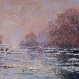 克劳德·莫奈(Claude Monet)高清作品:River Thawing near Vetheuil