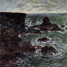 克劳德·莫奈(Claude Monet)高清作品:Rocky Coast and the Lion Rock, Belle-Ile