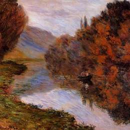 克劳德·莫奈(Claude Monet)高清作品:Rowboat on the Seine at Jeufosse