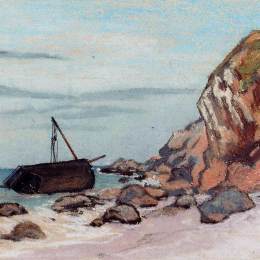 克劳德·莫奈(Claude Monet)高清作品:Saint-Adresse, Beached Sailboat