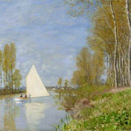 《阿让特伊塞纳河小支流上的小船》克劳德·莫奈(Claude Monet)高清作品欣赏