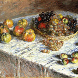 《苹果和葡萄的静物》克劳德·莫奈(Claude Monet)高清作品欣赏