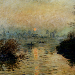 克劳德·莫奈(Claude Monet)高清作品:Sun Setting over the Seine at Lavacourt. Winter Effect