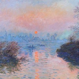 克劳德·莫奈(Claude Monet)高清作品:Sunset on the Seine at Lavacourt, Winter Effect