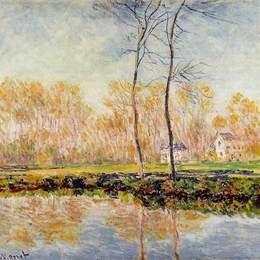 《吉维尼埃特河畔的堤岸》克劳德·莫奈(Claude Monet)高清作品欣赏