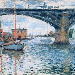 《阿让特伊的桥，灰色的天气》克劳德·莫奈(Claude Monet)高清作品欣赏