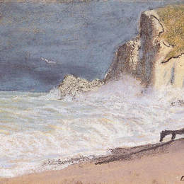 克劳德·莫奈(Claude Monet)高清作品:The Manneport, Etretat - Amont Cliff, Rough Weather