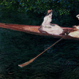 克劳德·莫奈(Claude Monet)高清作品:The Pink Skiff, Boating on the Ept