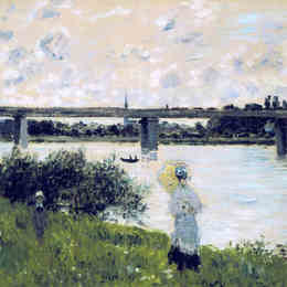 《阿根蒂尔桥附近的长廊》克劳德·莫奈(Claude Monet)高清作品欣赏