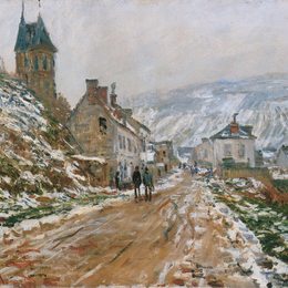 克劳德·莫奈(Claude Monet)高清作品:The Road in Vetheuil in Winter