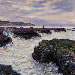 克劳德·莫奈(Claude Monet)高清作品:The Rocks at Pourville, Low Tide