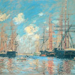 《海，在阿姆斯特丹港》克劳德·莫奈(Claude Monet)高清作品欣赏
