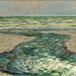 克劳德·莫奈(Claude Monet)高清作品:The Seacoast of Pourville, Low Tide