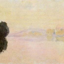 《维尔兹港的塞纳河，粉红色效应》克劳德·莫奈(Claude Monet)高清作品欣赏