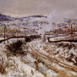 《在阿让特伊的雪地里训练》克劳德·莫奈(Claude Monet)高清作品欣赏