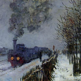 《在雪地里或火车上训练》克劳德·莫奈(Claude Monet)高清作品欣赏