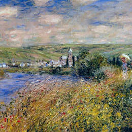 克劳德·莫奈(Claude Monet)高清作品:Vetheuil Seen from Ile Saint Martin