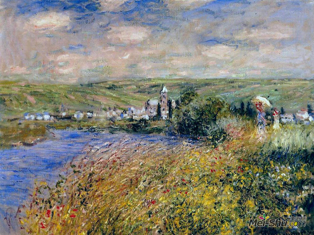 克勞德·莫奈(claude monet)高清作品:vetheuil seen from ile saint 