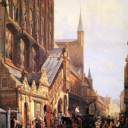 科内利斯·斯普林格(Cornelis Springer)高清作品:Cityhall in Lbeck